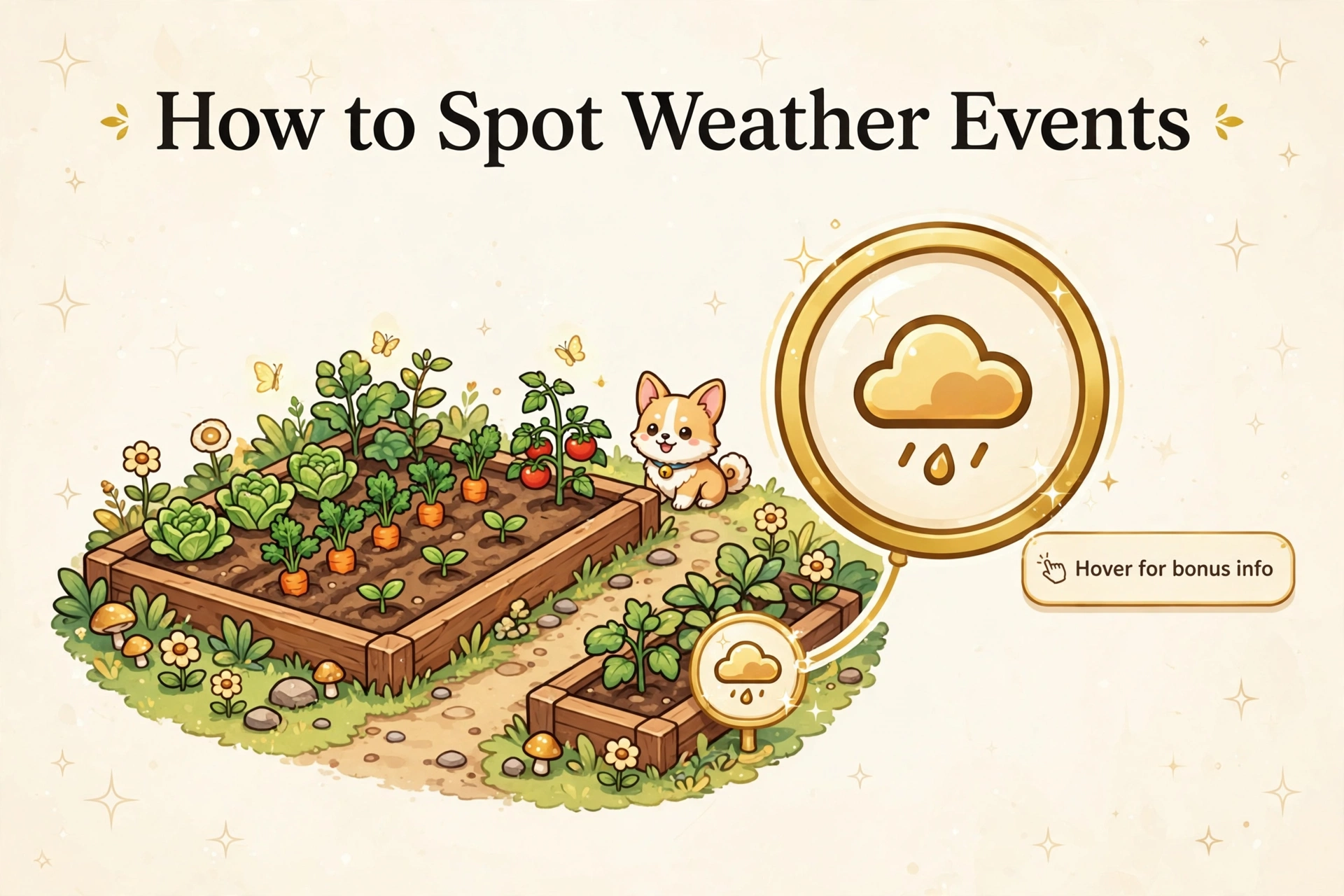 How to identify active weather events in Grow a Garden from the corner icon