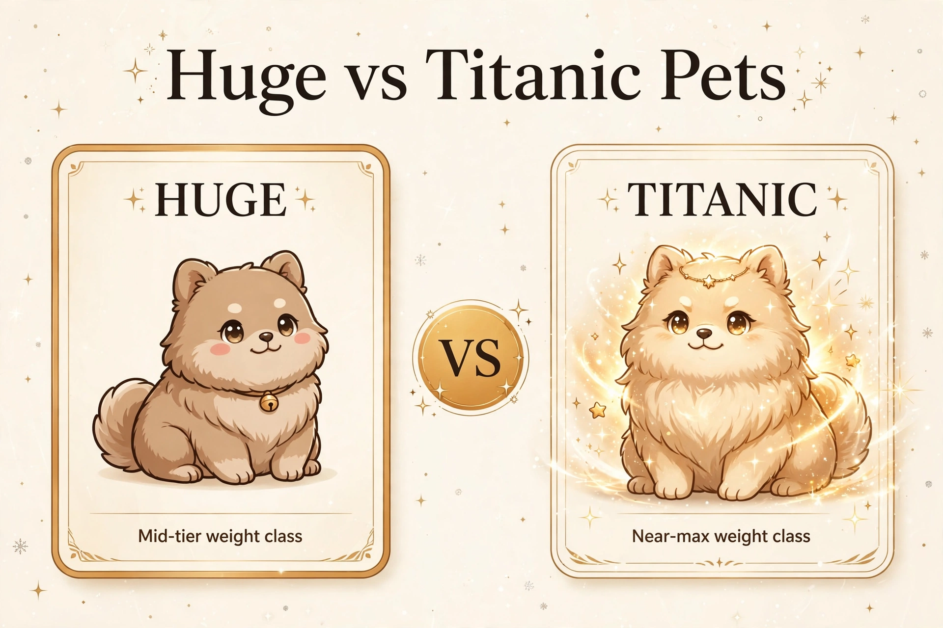 Huge versus Titanic pets in Grow a Garden compared side by side
