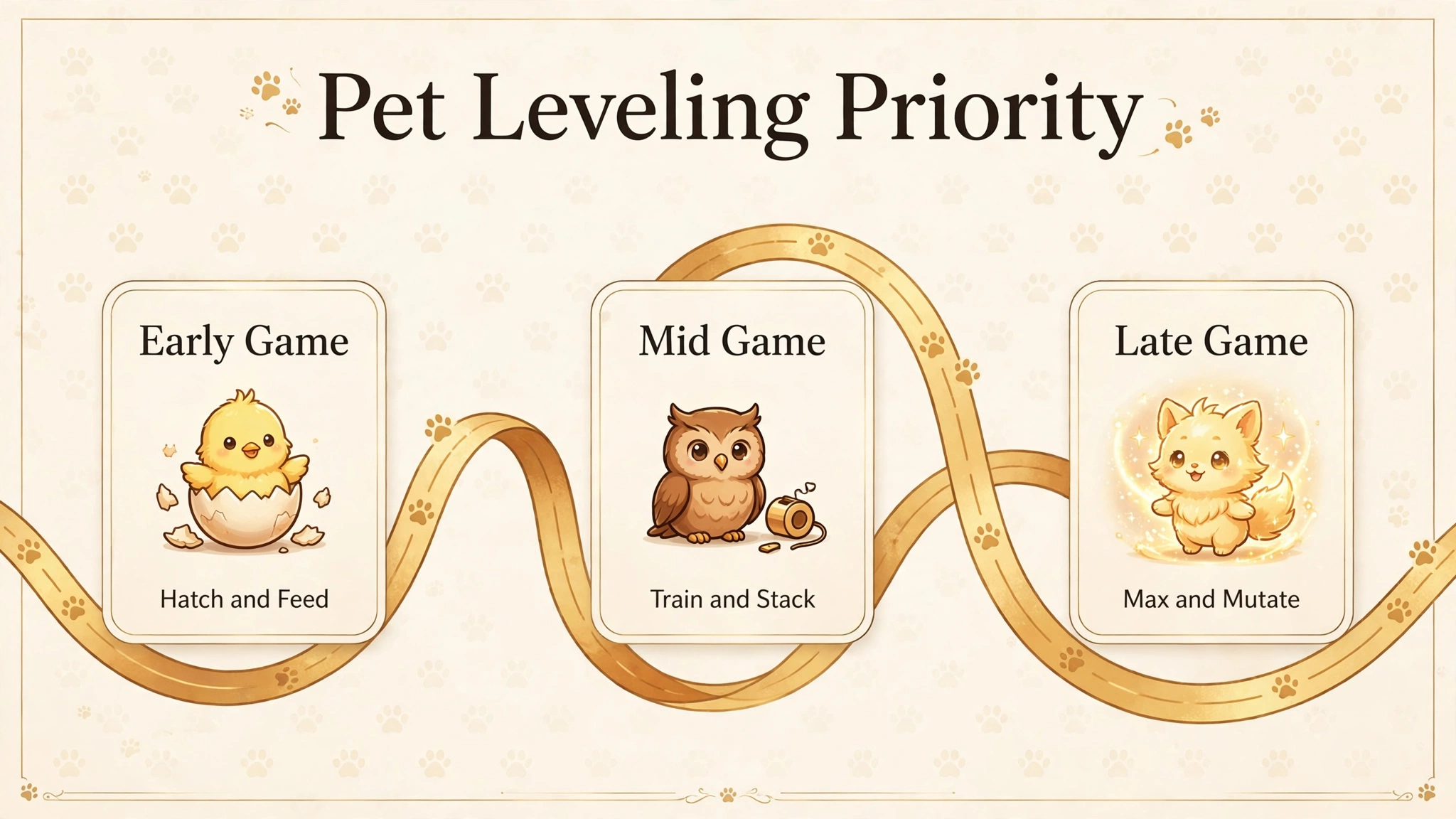 Pet leveling priority roadmap by game stage in Grow a Garden